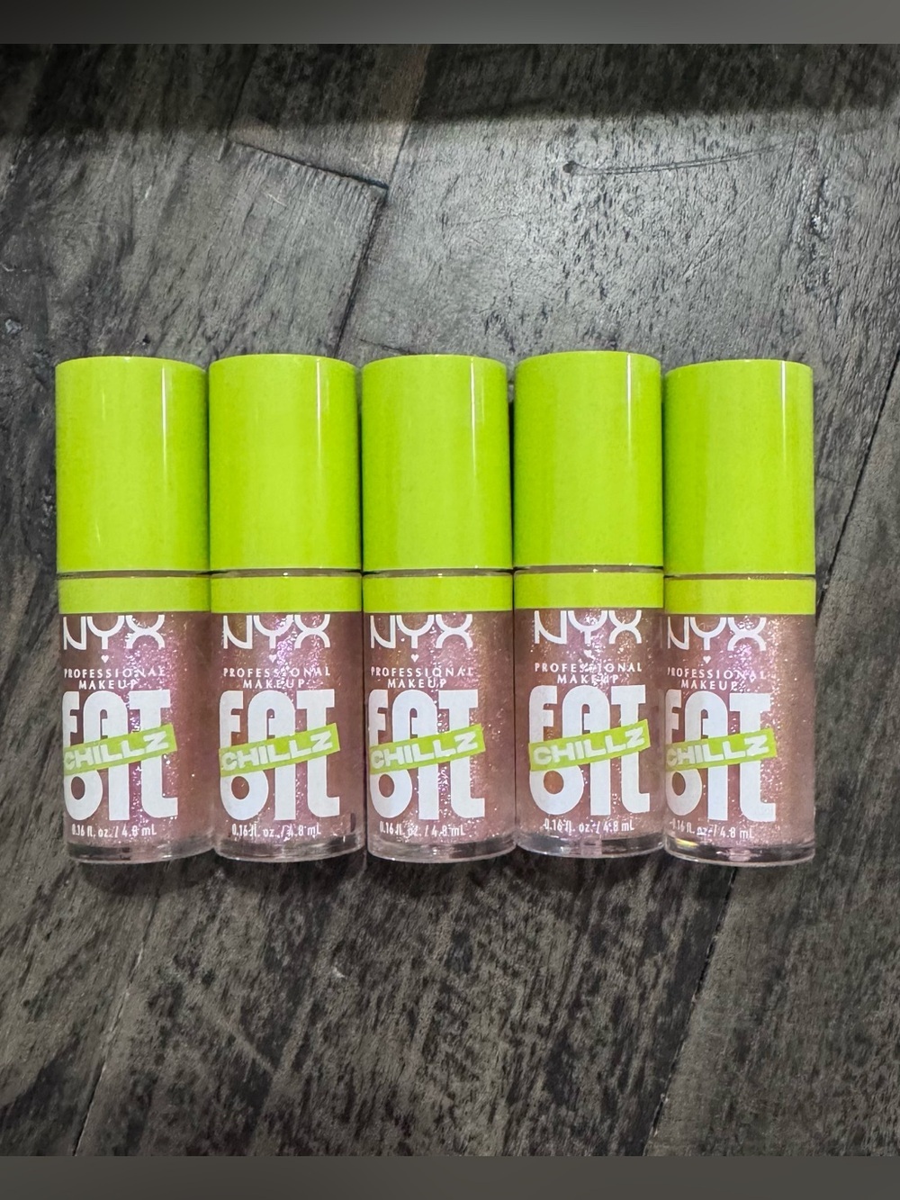 NYX Fat Oil Chillz in Holi-Bae Lip Gloss (Shimmering Pale Pink) (Set of 5)